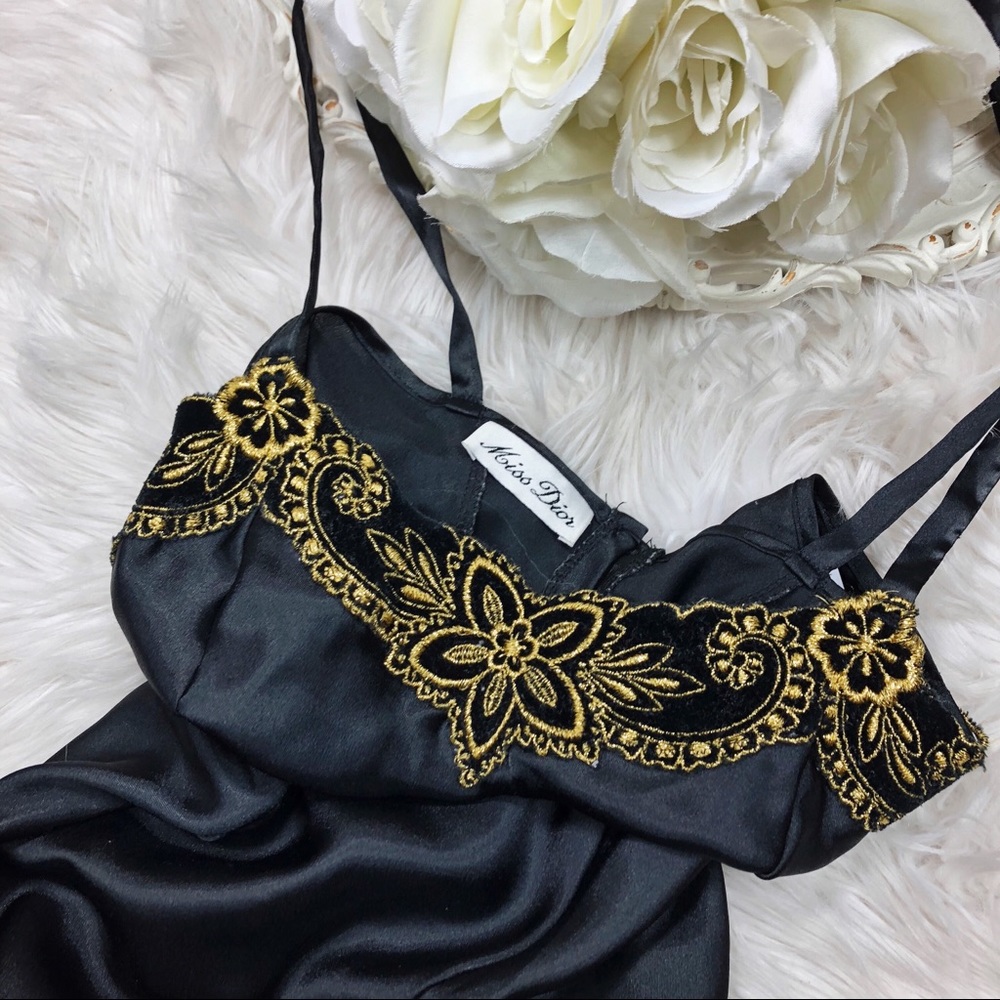 SOLD🌹Vtg Christian Dior Black Slip Dress🌹 - Picture 2 of 4